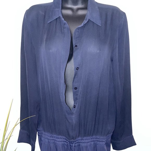 Blue Long Sleeve Jumpsuit - Picture 1 of 6